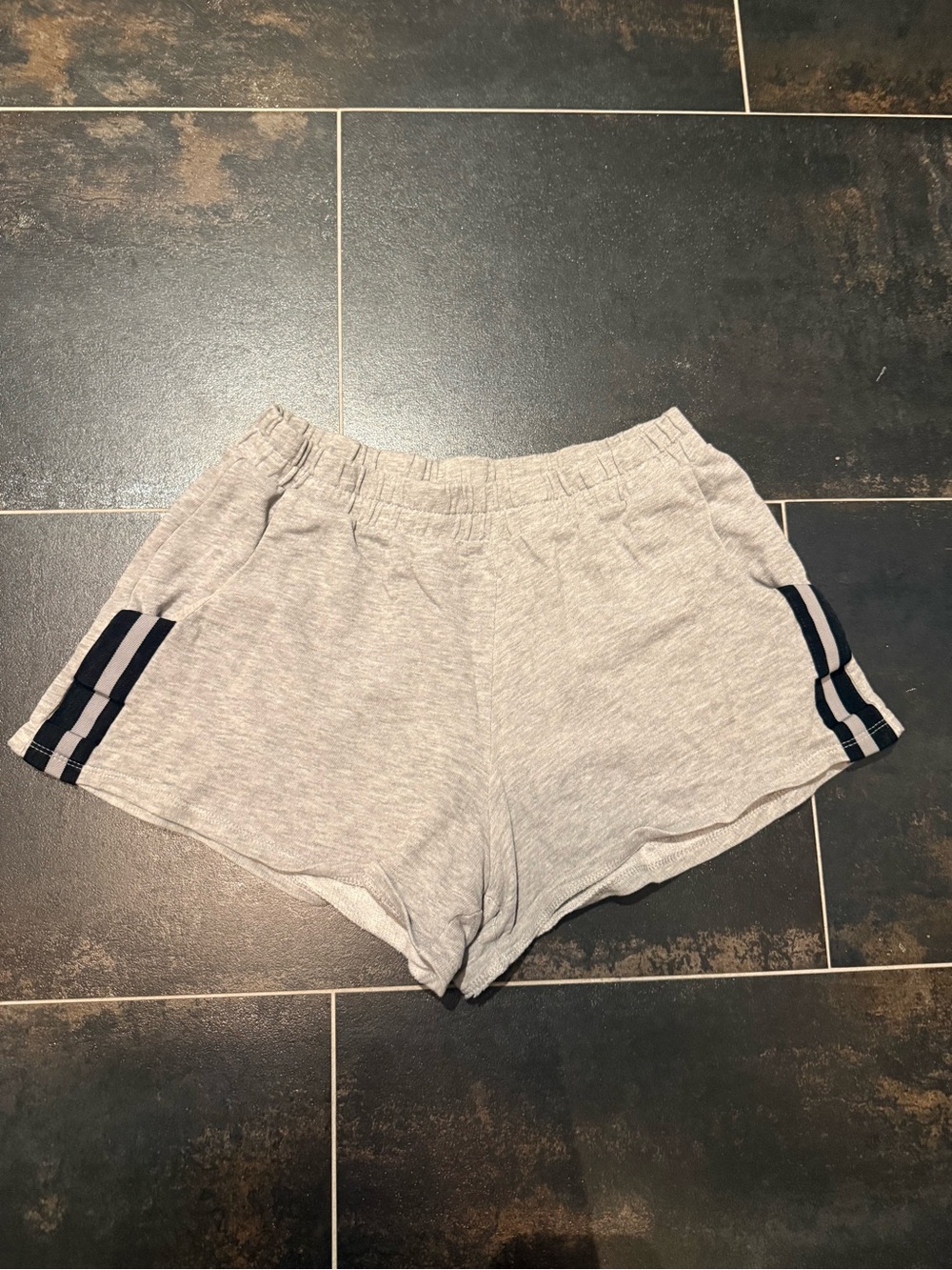 Gray Women's Tezenis Lounge Sweat Shorts with navy blue Side Stripes